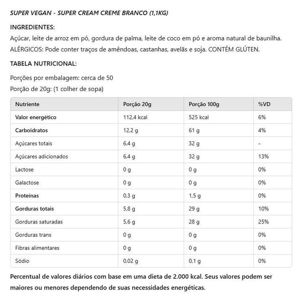 Imagem de Creme Branco Super Cream Super Vegan 1,1kg - Vegano