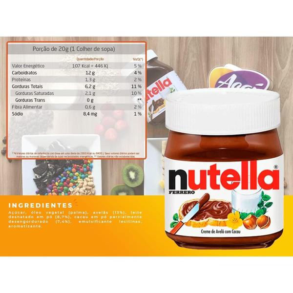 Creme De Avelã Nutella Ferrero 140G 6 Unidades Imagem de Creme De Avelã Nutella Ferrero 140G 6 Unidades