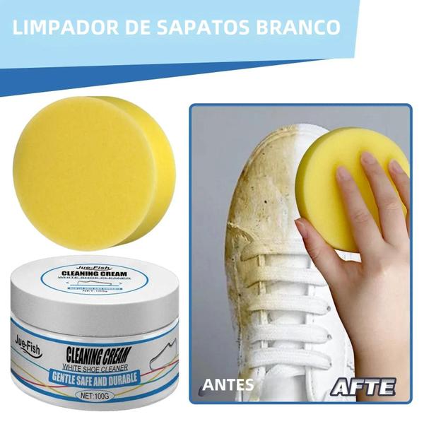 Imagem de Creme de Limpeza para Tênis Branco - Remove Manchas, Multiuso e Sem Lavagem