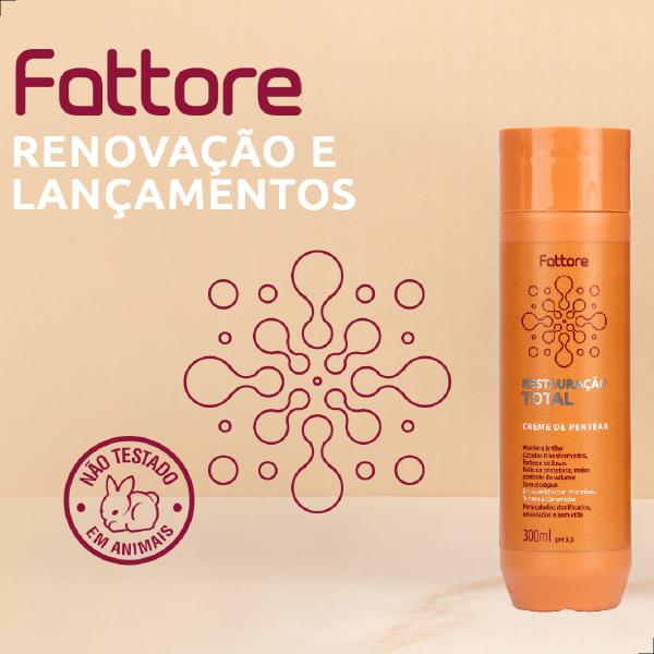 Imagem de Creme de Pentear Fattore 300ml, Pós Química, Restauração Total, Escovar Cabelos Tratamento Suave Hidratação Nutrição Reconstrução