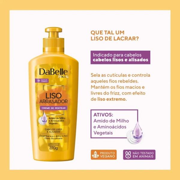 Imagem de Creme De Pentear Vegano Liso Arrasador Dabelle 270g