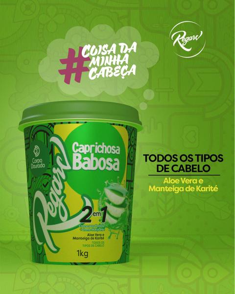 Imagem de Creme de Tratamento para Pentear e Hidratante 2 em 1 Caprichosa Babosa Regarv 1kg Corpo Dourado