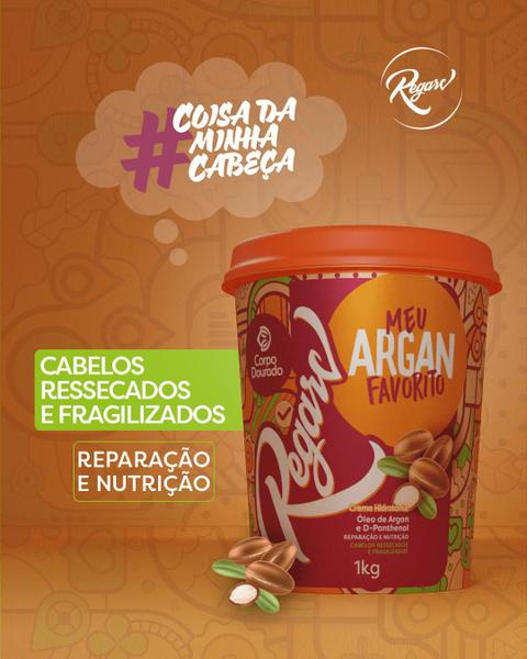 Imagem de Creme de Tratamento para Pentear e Hidratante 2 em 1 Meu Argan Favorito Regarv 1kg Corpo Dourado