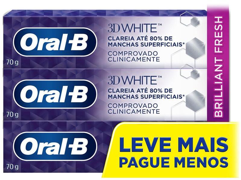 Creme Dental Clareador Oral-B Brilliant Fresh - 3D White 70g 3 Unidades Creme Dental Clareador Oral-B Brilliant Fresh - 3D White 70g 3 Unidades