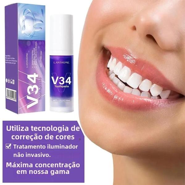 Imagem de Creme Dental Clareador Roxo - Refrescante, com Essência Iluminadora e Sem Manchas