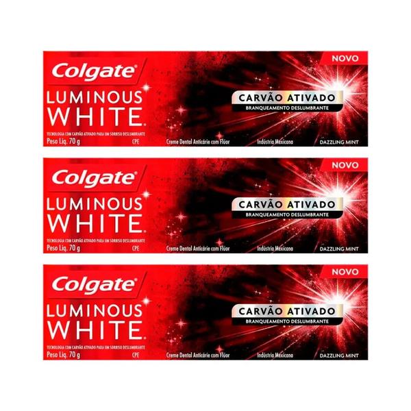 Imagem de Creme Dental Colgate Luminous White 60g Carvao Ativado- 3un