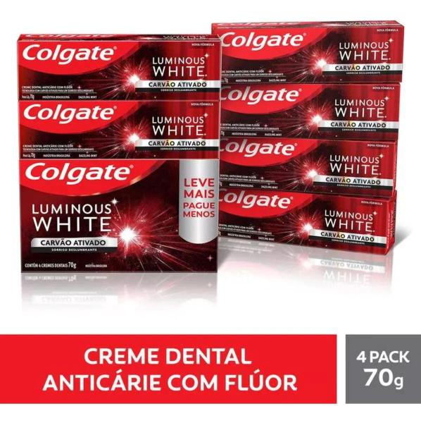 Imagem de Creme Dental Colgate Luminous White Carvão Ativado 70g 4 un