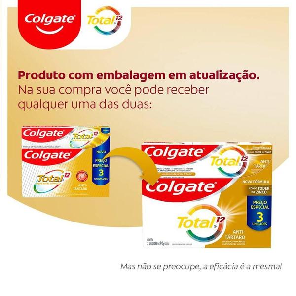 Imagem de Creme Dental Colgate Total 12 Anti-Tártaro 90g- 3 Unidades