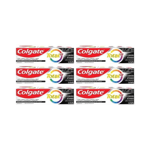 Imagem de Creme Dental Colgate Total 12 Carvao Ativado 90G - Kit C/6Un