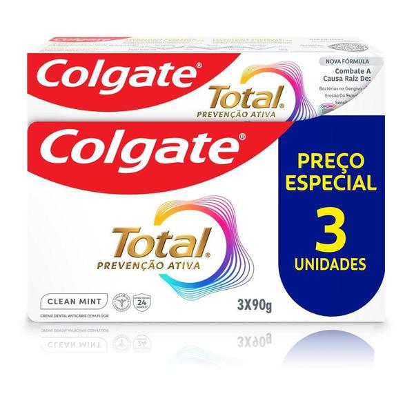 Imagem de Creme Dental Colgate Total 12 Clean Mint 3 Unidades 90g