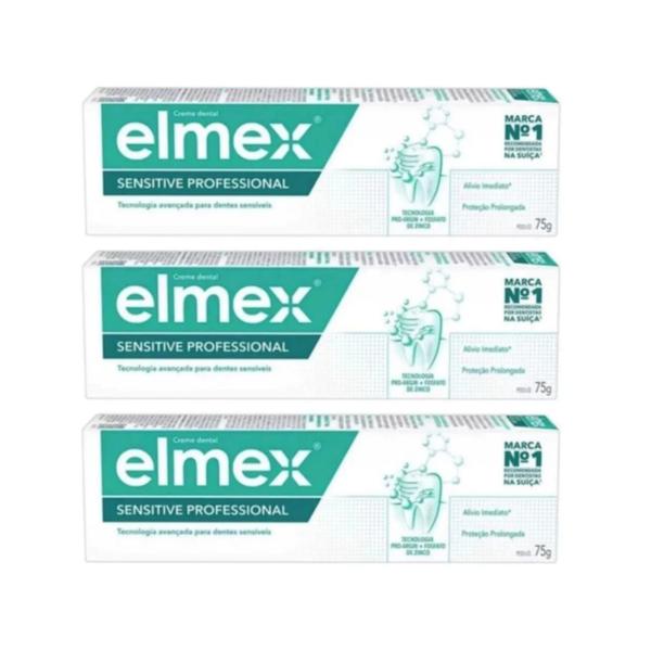 Imagem de Creme Dental Elmex Sensitive Professional 75g  KIT COM 03 UNIDADES