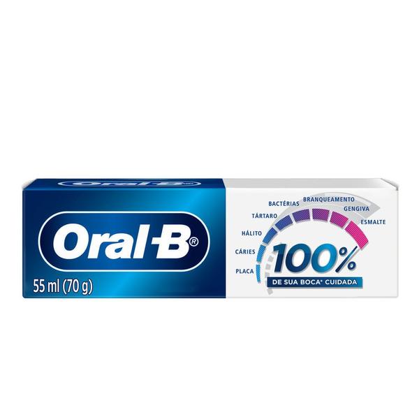 Imagem de creme Dental Oral-B 100% de Sua Boca Cuidada Menta Refrescante 70g