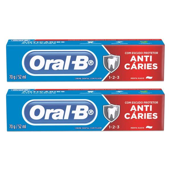 Imagem de Creme Dental Oral-B 123 Anticáries Menta Suave 70g - 2 unidades