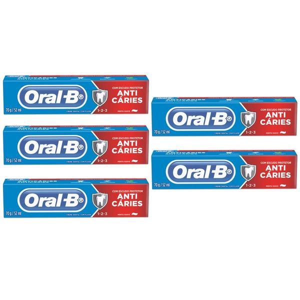 Imagem de Creme Dental Oral-B 123 Anticáries Menta Suave 70g - 5 unidades