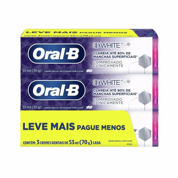 Imagem de Creme Dental Oral-B 3D White Leve 3 Pague 2 com 70g cada