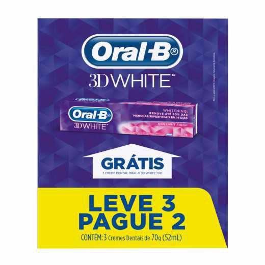 Imagem de Creme dental oral-b 3d white pague 2 e leve 3 unidades 70g