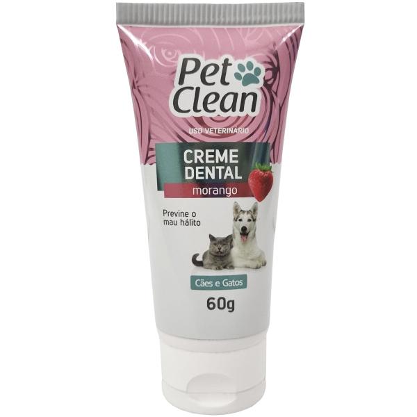 Imagem de Creme Dental Pasta de Dente Para Cachorro Gato Evita Mau Hálito Pet Clean Sabor Morango