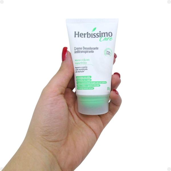 Imagem de Creme Desodorante Antitranspirante Herbíssimo Care Monoi e Ácido Hialurônico 55g