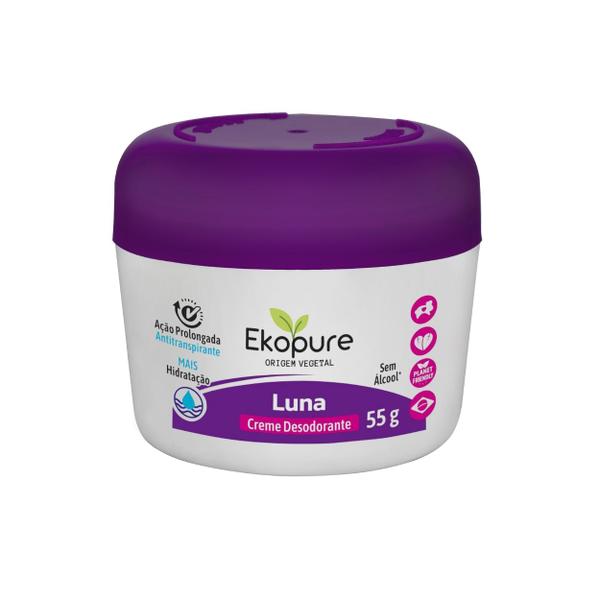 Imagem de Creme Desodorante Antitranspirante Luna Hidrata Ekopure 55g