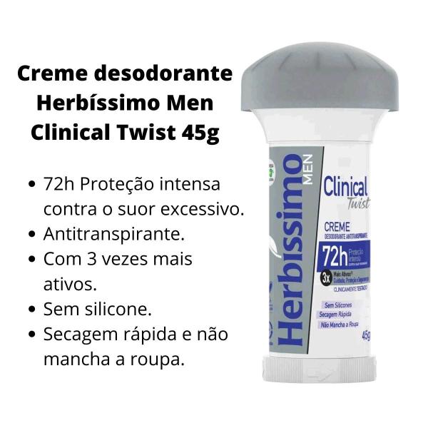 Imagem de Creme Desodorante Herbissimo Men Clinical Twist 45g