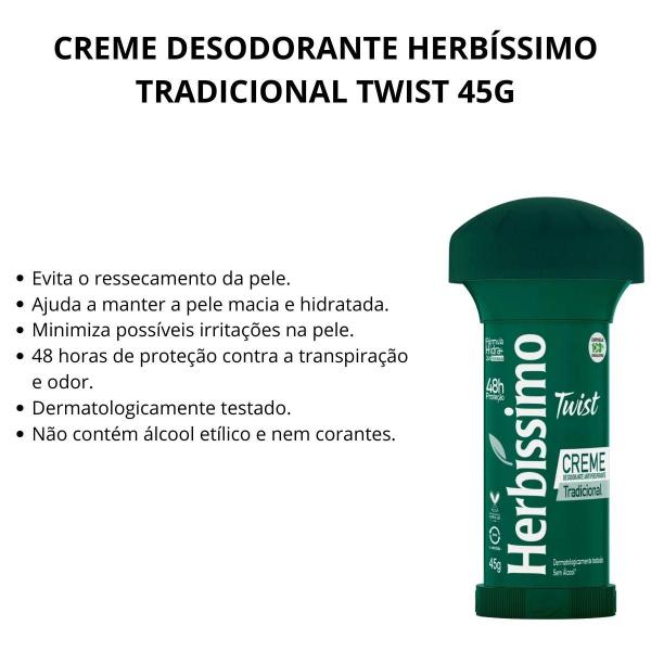 Imagem de Creme Desodorante Herbíssimo Tradicional Twist 45g