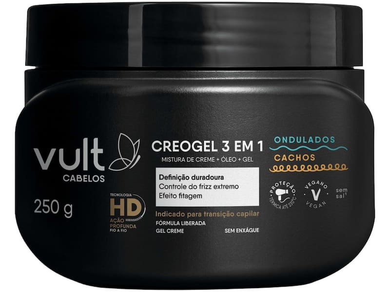 Creme Finalizador de Cabelo Vult Cabelos Creogel 3 em 1 250g
