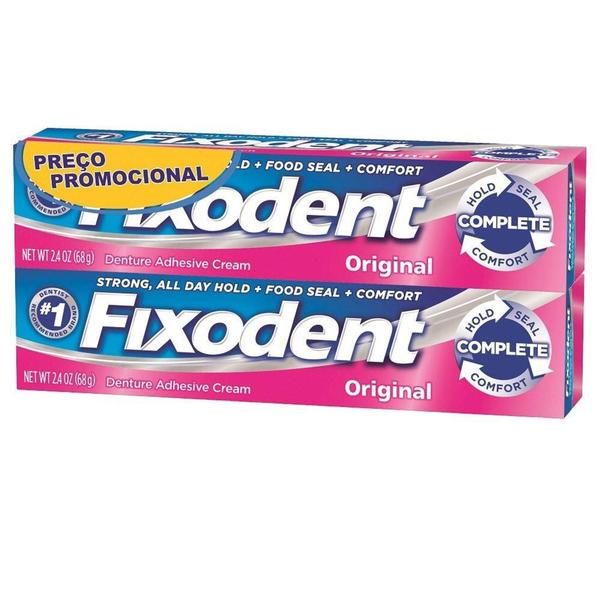 Imagem de Creme Fixador de Dentaduras Fixodent Original - 2 Unidades, 68g