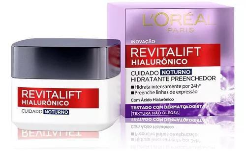 Creme hidratante facial revitalift hialurônico noturno 49g loreal paris Creme hidratante facial revitalift hialurônico noturno 49g loreal paris
