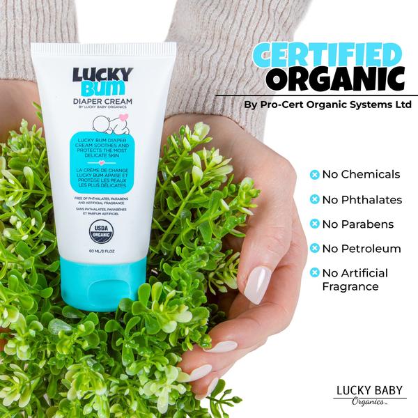 Imagem de Creme para fraldas Lucky Baby Organics Inc., frasco orgânico de 60 ml