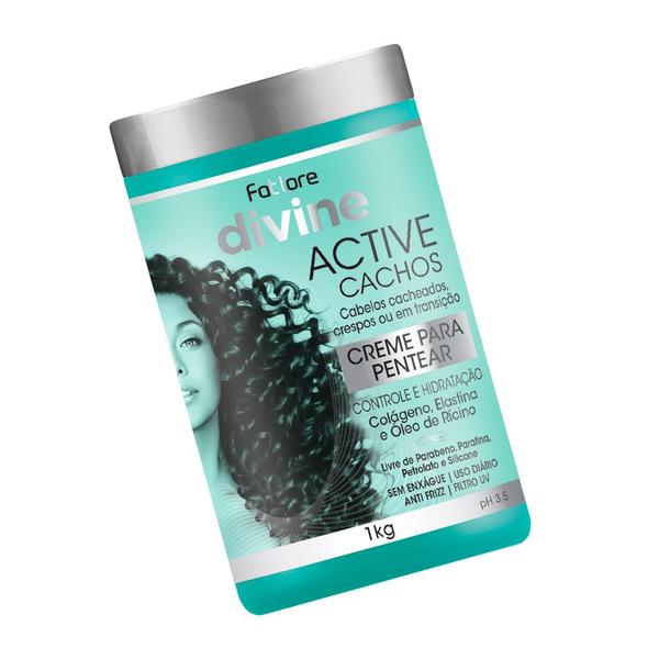 Imagem de Creme para Pentear Fattore Divine Active Cachos Cabelos Cacheados, Crespos ou em Transição 1kg