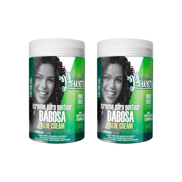 Imagem de Creme Para Pentear Soul Power 800Ml Babosa Aloe Cream - 2Un