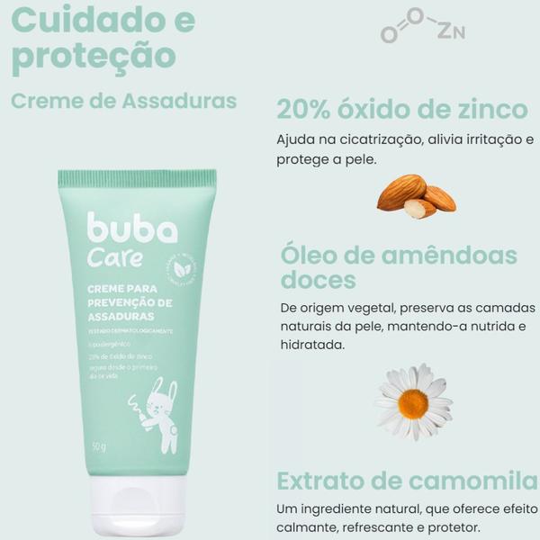 Imagem de Creme Para Prevenção De Assaduras 50g Óxido De Zinco Vegano 16561 Buba Care