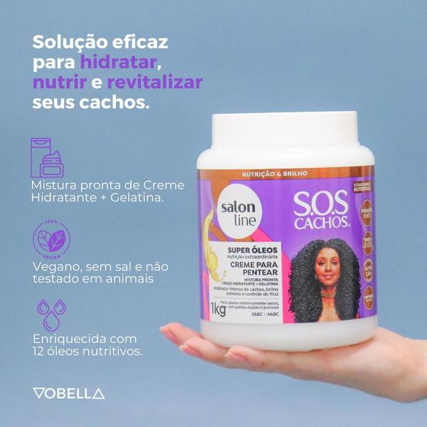 Imagem de Creme Pentear Hidrata Super Óleos Sos Cachos Salon Line 1kg