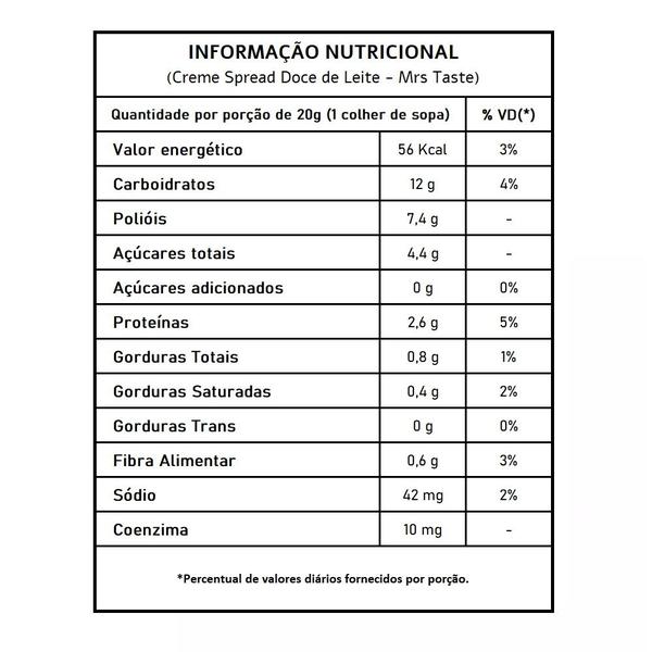 Creme Spread Doce de Leite - Mrs Taste 160g - Smart Foods Imagem de Creme Spread Doce de Leite - Mrs Taste 160g