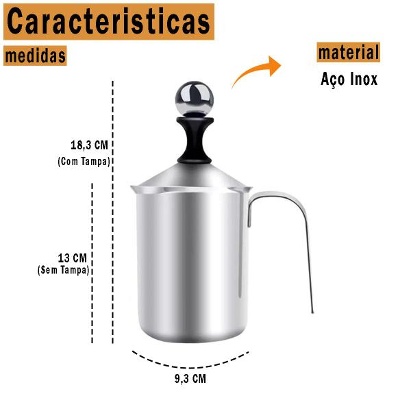 Imagem de Cremeira Espumadeira Manual em Aço Inox Aerador de Leite Cappuccino Multiuso mimo7766 - Cremeira Manual Aço Inox