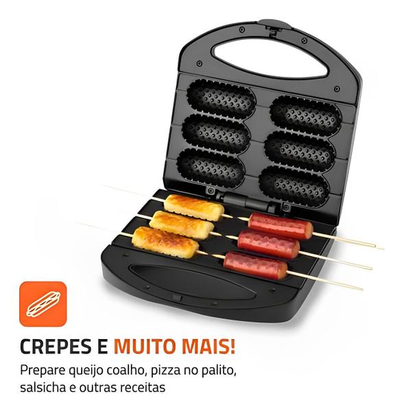 Imagem de Crepeira Queijo Salsicha De 6 Chapas Antiaderente 750w 110v