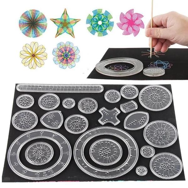 Imagem de Crianças 10-33pcs Spirograph Art Craft Kit Rainbow Magic Scratch Paper Brinquedos De Desenho