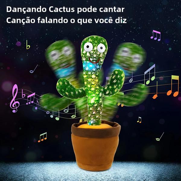 Imagem de Crianças Dançando Cactus Brinquedo De Pelúcia 120 Músicas Alto-falante Bateria Usb Repetição Voz