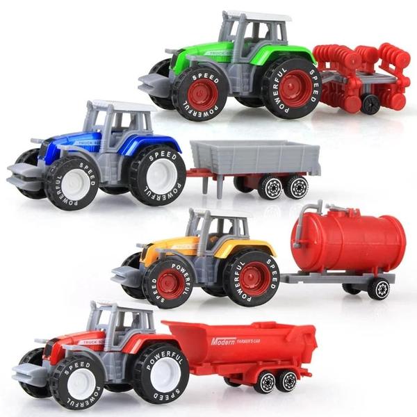 Imagem de Crianças Diecast Veículos Agrícolas Mini Trator Engenharia Carro Modelo Brinquedo Presente De Natal