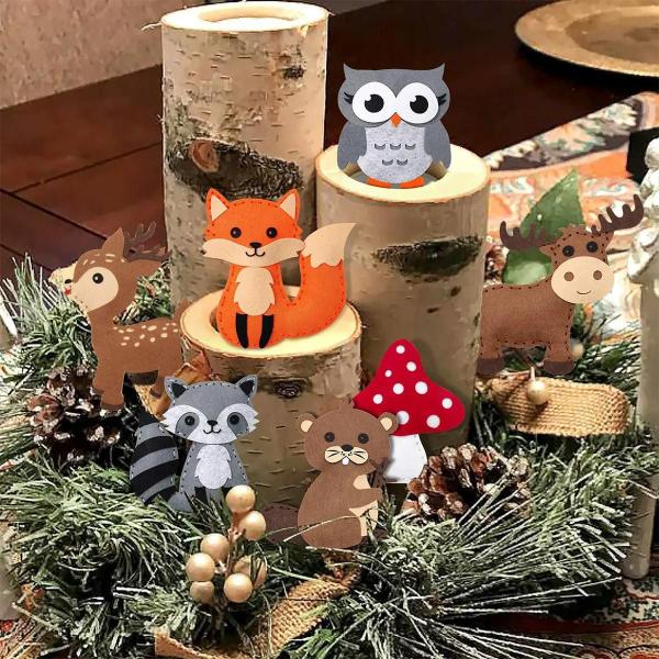 Imagem de Crianças Diy Kit De Artesanato De Costura Feltro Pelúcia Floresta Criaturas Animais Iniciantes Arte