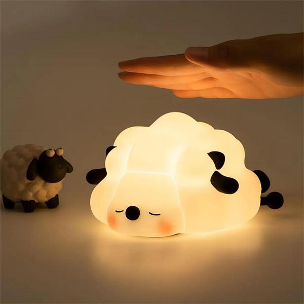 Imagem de Crianças Led Night Light Bonito Ovelha Panda Coelho Silicone Usb Recarregável Lâmpada De Cabeceira