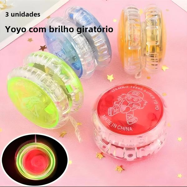 Imagem de Crianças Luminosas Yo-yo Bola Conjunto 3 Pçs Iluminar Puxar Linha Yoyo Iluminar Playtime Brinquedo