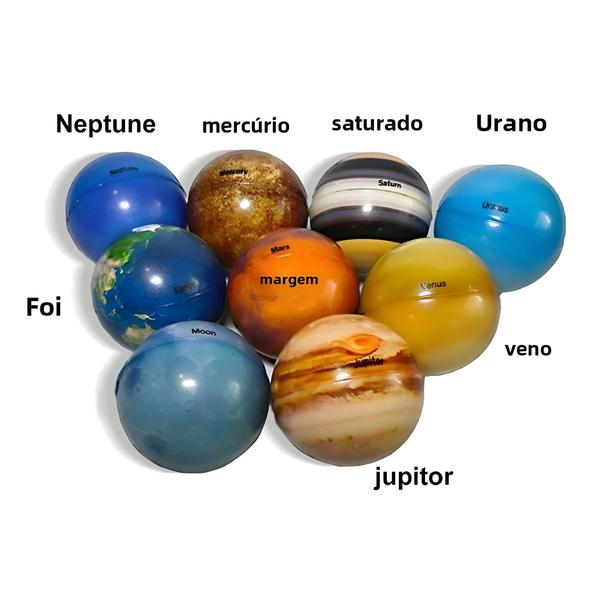 Imagem de Crianças Oito Planetas Lua Estrela Bola Saltitante Brinquedos Impressão Elástica Alívio Do Estresse