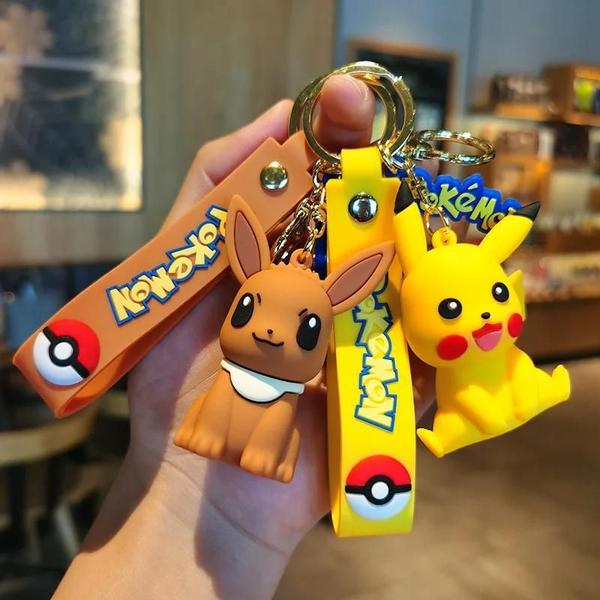 Imagem de Crianças Pokemon Pikachu Snorlax Eevee Mochila Pingente Chaveiro Anime Figura De Ação Carro