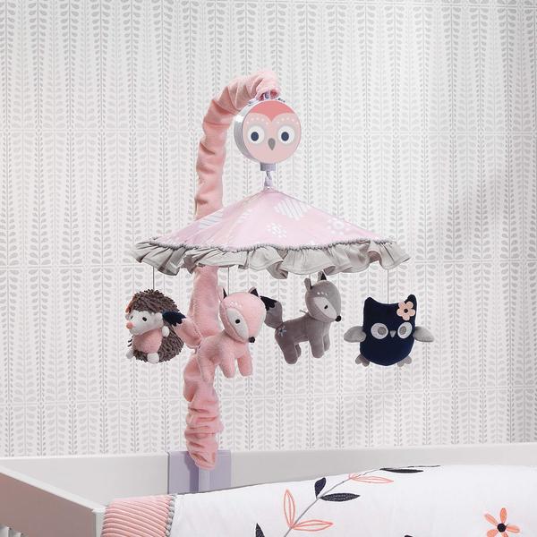 Imagem de Crib Mobile Lambs & Ivy Forever Friends Pink/Grey Woodland