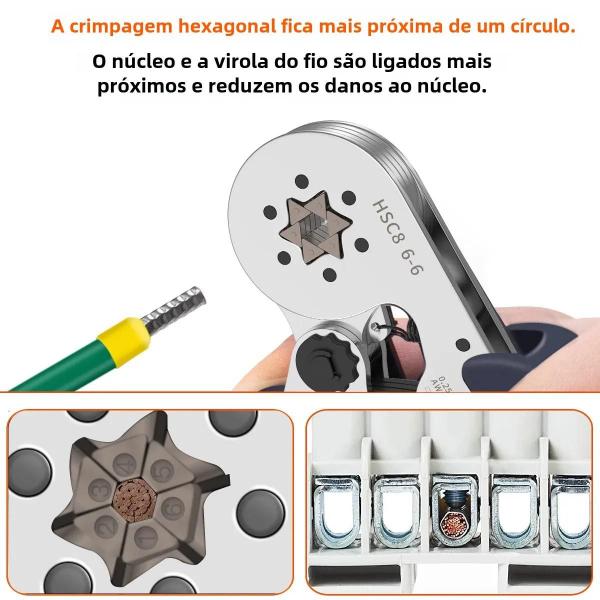 Imagem de Crimpadeira de Virola Hexagonal Autoajustável HSC8 - AWG23-10