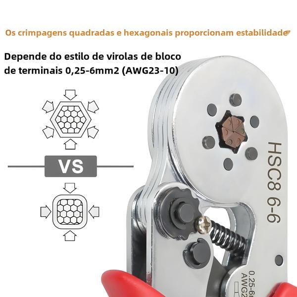 Imagem de Crimpadora HSC8 para Terminais de Tubo - Ferramenta Resistente para Crimpar Virolas