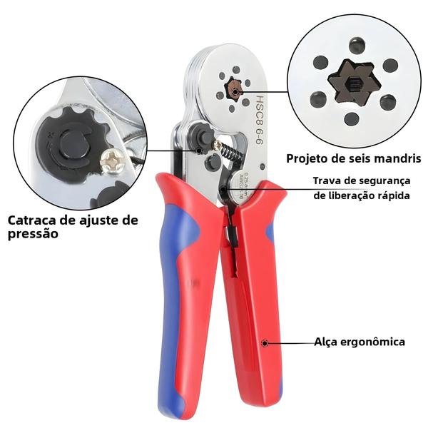 Imagem de Crimpadora HSC8 para Terminais de Tubo - Ferramenta Resistente para Crimpar Virolas