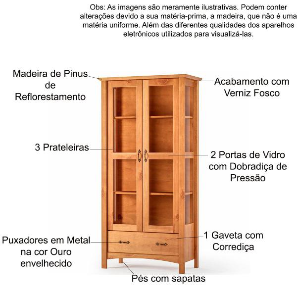 Imagem de Cristaleira 2 Portas de Vidro e Buffet Aparador 156 cm Bella