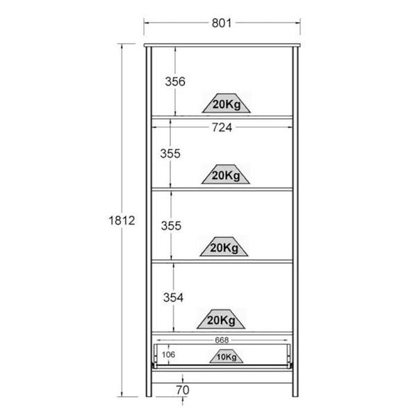 Imagem de Cristaleira 2 Portas Vidro 1 Gaveta 180x80 cm E954 Branco Dtall